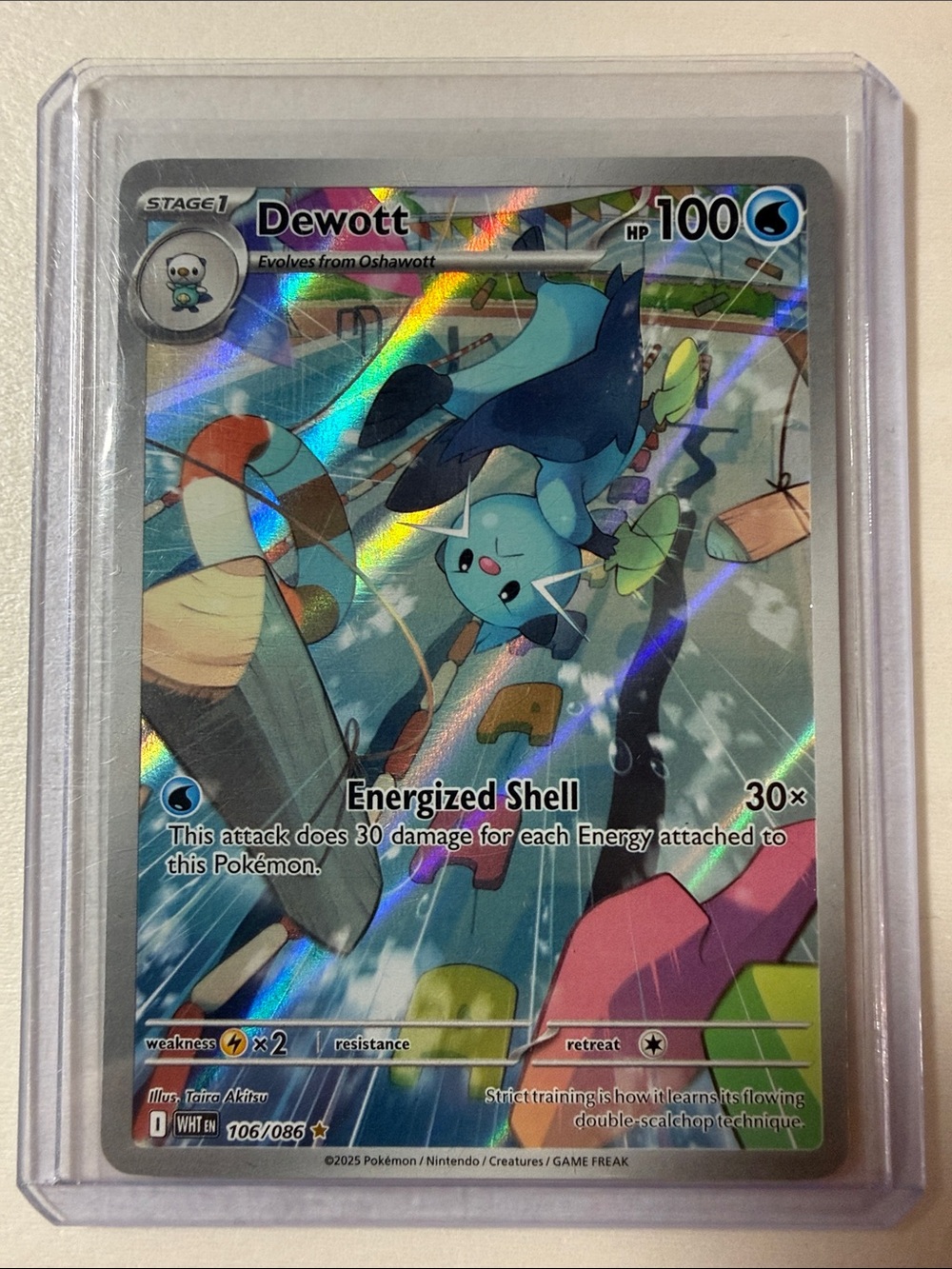 Pokemon Dewott Holographic Card - Blue
